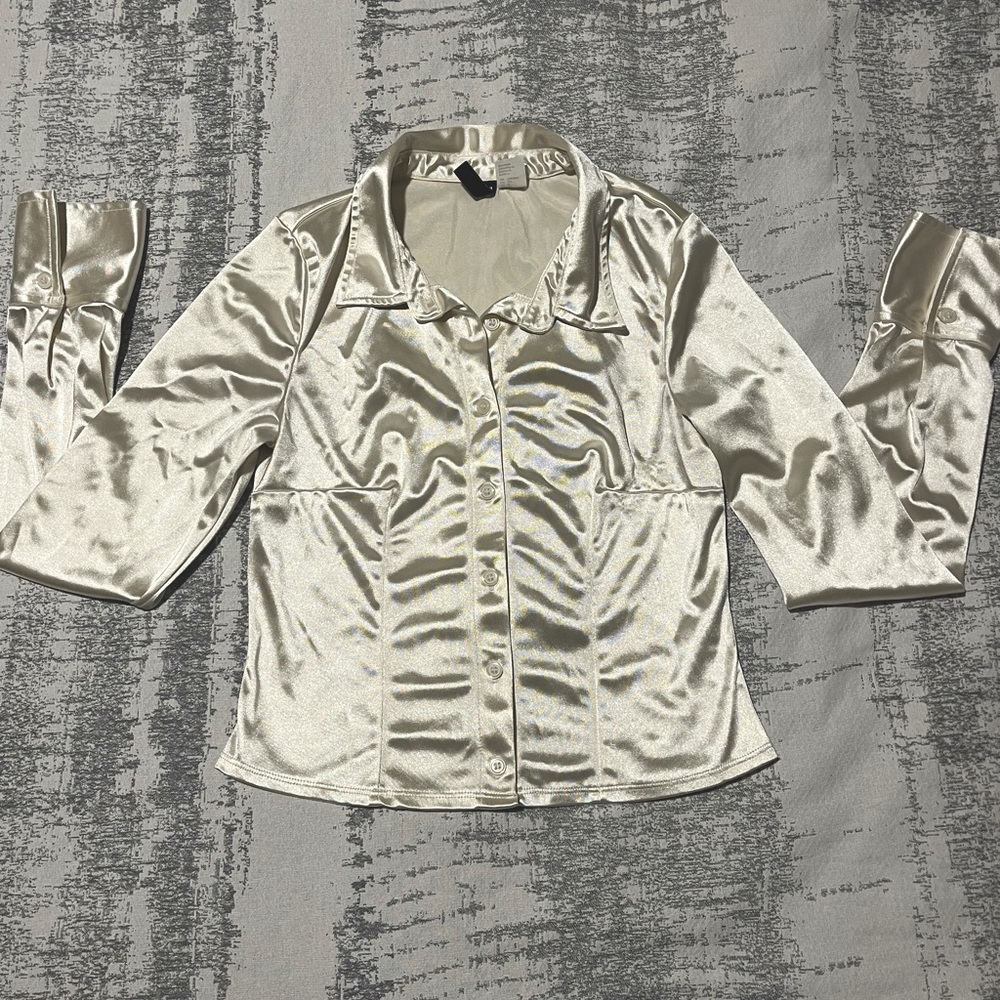 Cream Silk Button Up